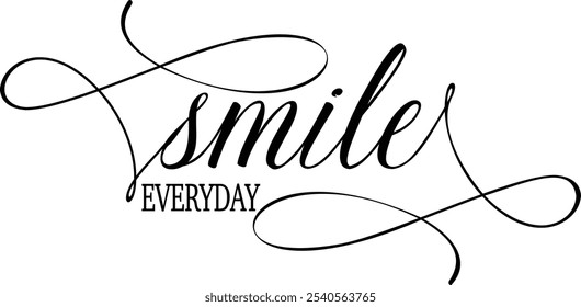 Black Smile everyday vector text, hand written custom calligraphy isolated on white. Great for cards, social media banners, headers, photo overlay Adobe Illustrator Artwork	