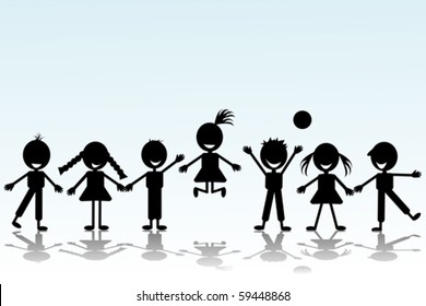 Black smiling children silhouettes