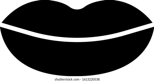 Black Smiling lips icon isolated on white background. Smile symbol.  Vector Illustration