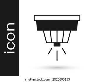 Black Smoke alarm system icon isolated on white background. Smoke detector.  Vector