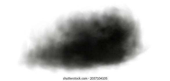 Black smoke clouds .Industrial smog, factory or plant environmental air pollution isolated on a white background.Vector realistic illustration.