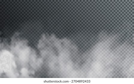 Fumaça ou nuvens negras sobre um fundo transparente 