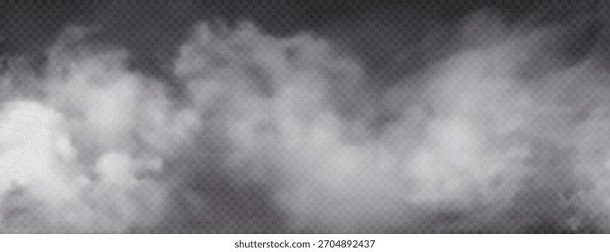 Black smoke or clouds on a transparent background 