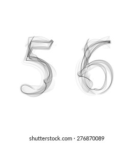 Black Smoke font on white background. Numbers 5 6. Character five six. Vector illustration.