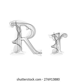 Black Smoke font on white background. Letter R. Vector illustration alphabet