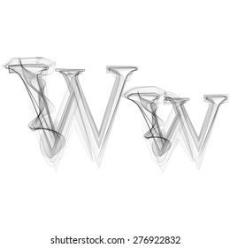 Black Smoke font on white background. Letter W. Vector illustration alphabet