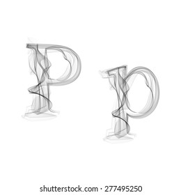 Black Smoke font on white background. Letter P. Vector illustration alphabet