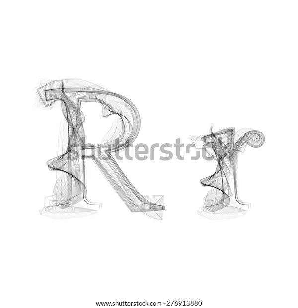 白い背景に黒い煙のフォント 文字r ベクターイラストアルファベット のベクター画像素材 ロイヤリティフリー