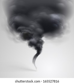 Black  smoke on light background. Vector illustration 