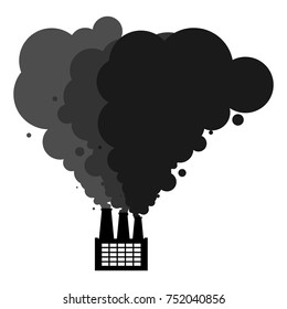 Black smoke pipes of factory. Ecological catastrophy. Industrial landscape. Plant poisonous emissions. Environmental pollution. Vector illustration
