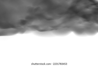 Black smoke, smog, soil and sand. Realistic vector isolated on transparent background. Concept house cleaning, air pollution,big explosion,desert sandstorm.
