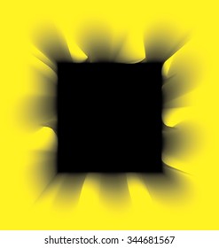 Black smoke square on a yellow background