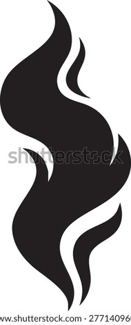 Black smoke or steam plume shape silhouette vector graphic design element.