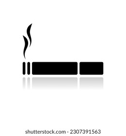 Black smoking cigarette icon flat vector design