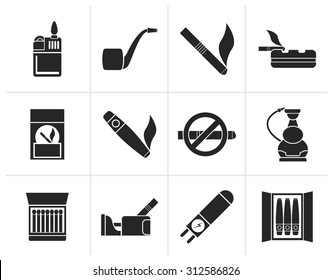 Black Smoking and cigarette icons - vector icon set