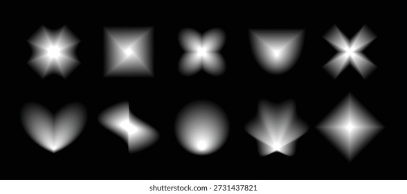 Black Smooth Blurred Gradient Form Set Grunge Blurry Aura