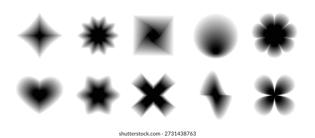 Black Smooth Blurred Gradient Form Set Grunge Blurry Aura