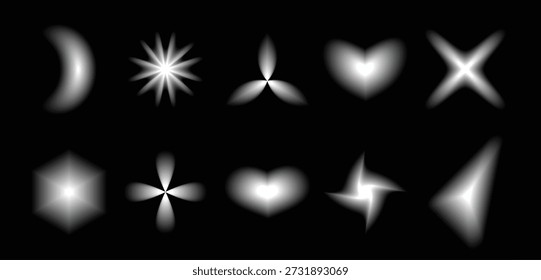 black smooth blurred gradient form set grunge blurry