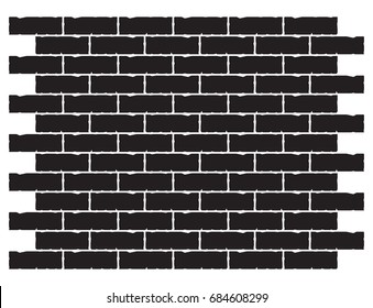 Black smooth bricks on a white background. Vector background