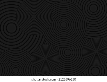 Black smooth circles abstract tech background. Vector design