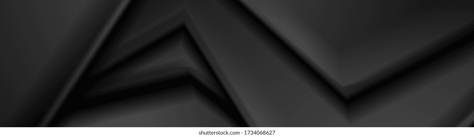 Black smooth curved stripes abstract modern background. Vector banner design