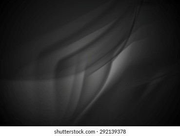 Black smooth silk waves background. Vector design