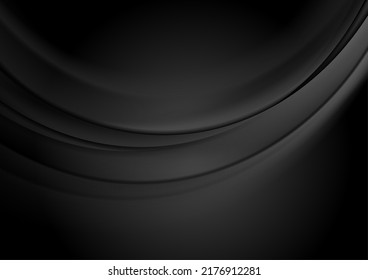 Black smooth waves abstract elegant background. Vector design