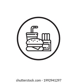 Icono de aperitivo y bebida negro para el diseño resaltado