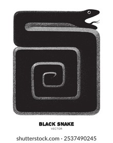 Black snake. Australian animal. Graphic ink pointillism technique