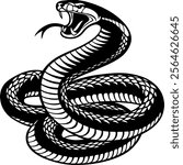 Black snake cobra icon on white background, Dynamic Elegance King Cobra Logo Ideal for Business, Sport, and Game Companies