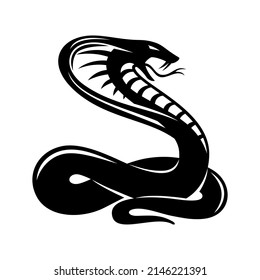 Black Snake Cobra Icon On White Background.