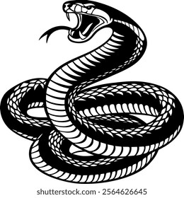 Black snake cobra icon on white background, Dynamic Elegance King Cobra Logo Ideal for Business, Sport, and Game Companies