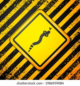 Black Snake icon isolated on yellow background. Warning sign. Vector
