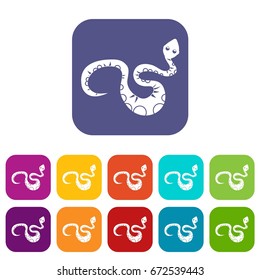 Black snake icons set vector illustration in flat style In colors red, blue, green and other