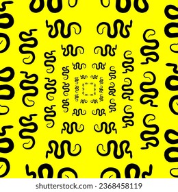 Black snake Infinity pattern background on yellow background, Invisible Pattern abstract background