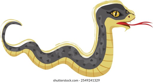 A black snake isolated on a white background. Year of the Serpent. Vector illustration.