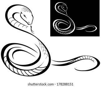 black snake with language, symbol, vector illustration