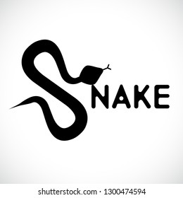 Black snake logo design. Snake sign vector illustration