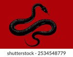 black snake on red background. suitable for chinese new year design