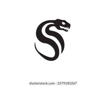 Black Snake Silhouette. Snake icon. Snake logo. Black snake silhouette isolated on white background. Vector illustration