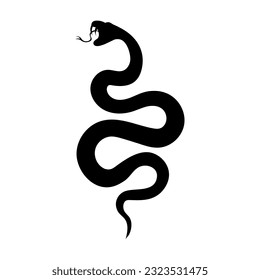 Black snake silhouette, isolated on white background, vector illustration.