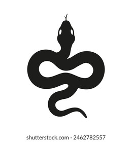 Black Snake silhouette. Serpent flat vector isolated on white background 