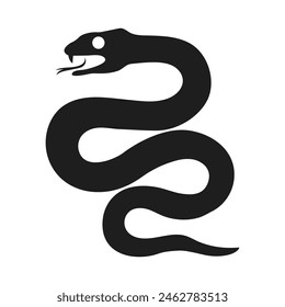 Black Snake silhouette. Serpent flat vector isolated on white background 