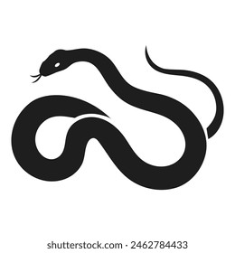 Black Snake silhouette. Serpent flat vector isolated on white background 