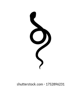 Black snake Silhouette in a simple minimalistic style. Vector isolated illustration on a white background. The icon of the serpent.
