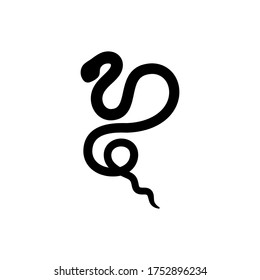 Black snake Silhouette in a simple minimalistic style. Vector isolated illustration on a white background. The icon of the serpent.
