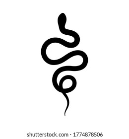 Black snake Silhouette in a simple minimalistic style. Vector isolated illustration on a white background. The icon of the serpent.