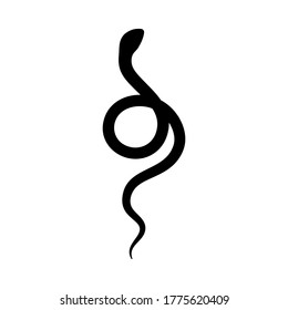 Black snake Silhouette in a simple minimalistic style. Vector isolated illustration on a white background. The icon of the serpent.