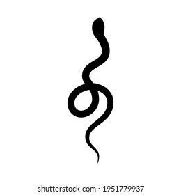 Black snake Silhouette in a simple minimalistic style. Vector isolated illustration on a white background.