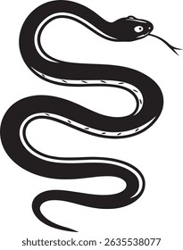 Black Snake Silhouette Vector Art Serpent  Reptile Icon Mystical Animal Clipart Illustration